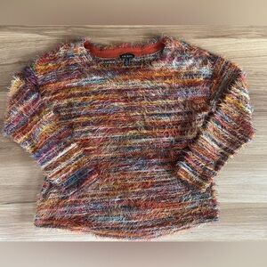 Tribal Women’s Soft Eyelash Sweater Multicolor Size Large Long Sleeve Pullover